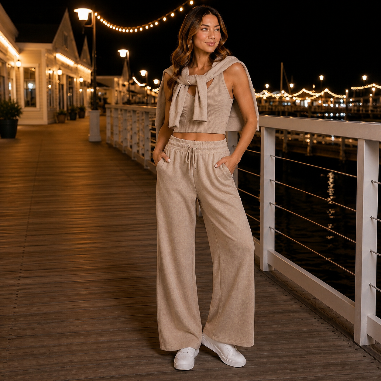 Scuba Duo Wide Leg Lounge Pants – Cream Mocha