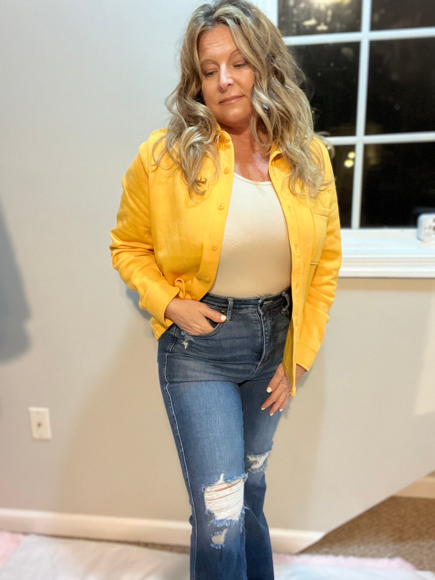 Shacket with me at the Beach Long Sleeve Button Up Waist Length Various Colors