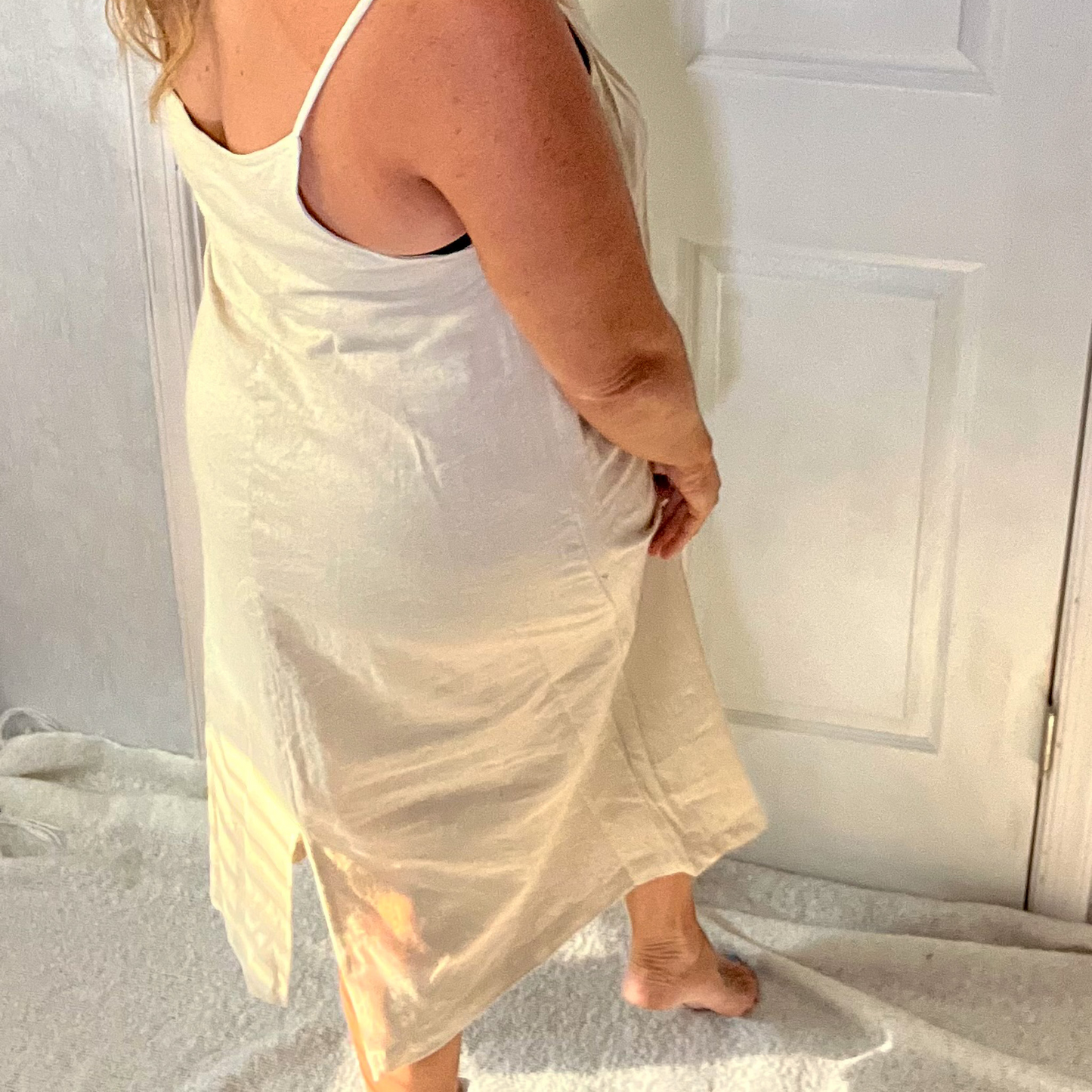 Coastal Life Sleeveless Thin Strapped Linen Blend Long Dress