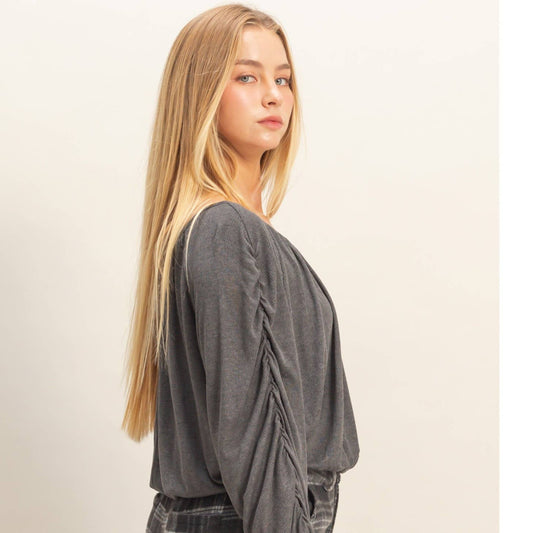 Boat Neck Dolman Long Sleeve Top