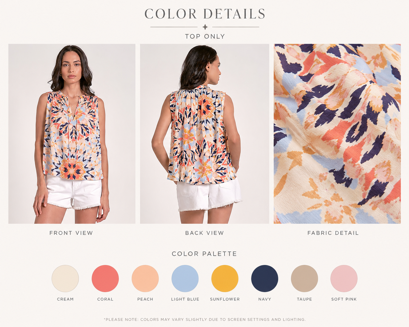 Elan Sunset Bloom Sleeveless Resort Top