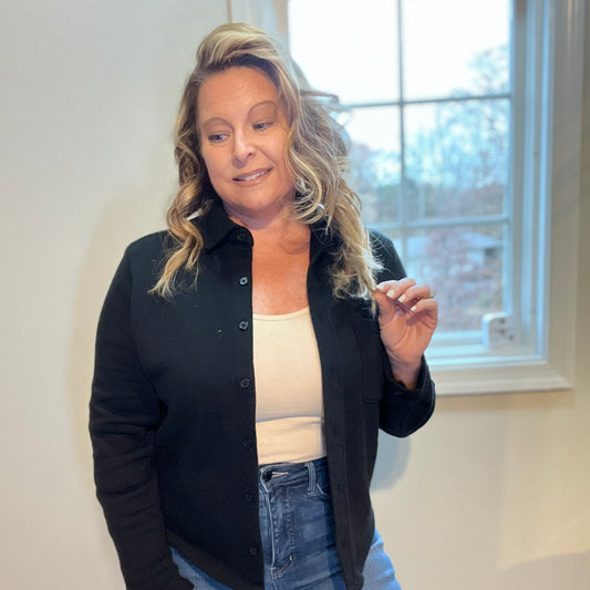 Shacket with me at the Beach Long Sleeve Button Up Waist Length Long Sleeve Shacket Various Colors