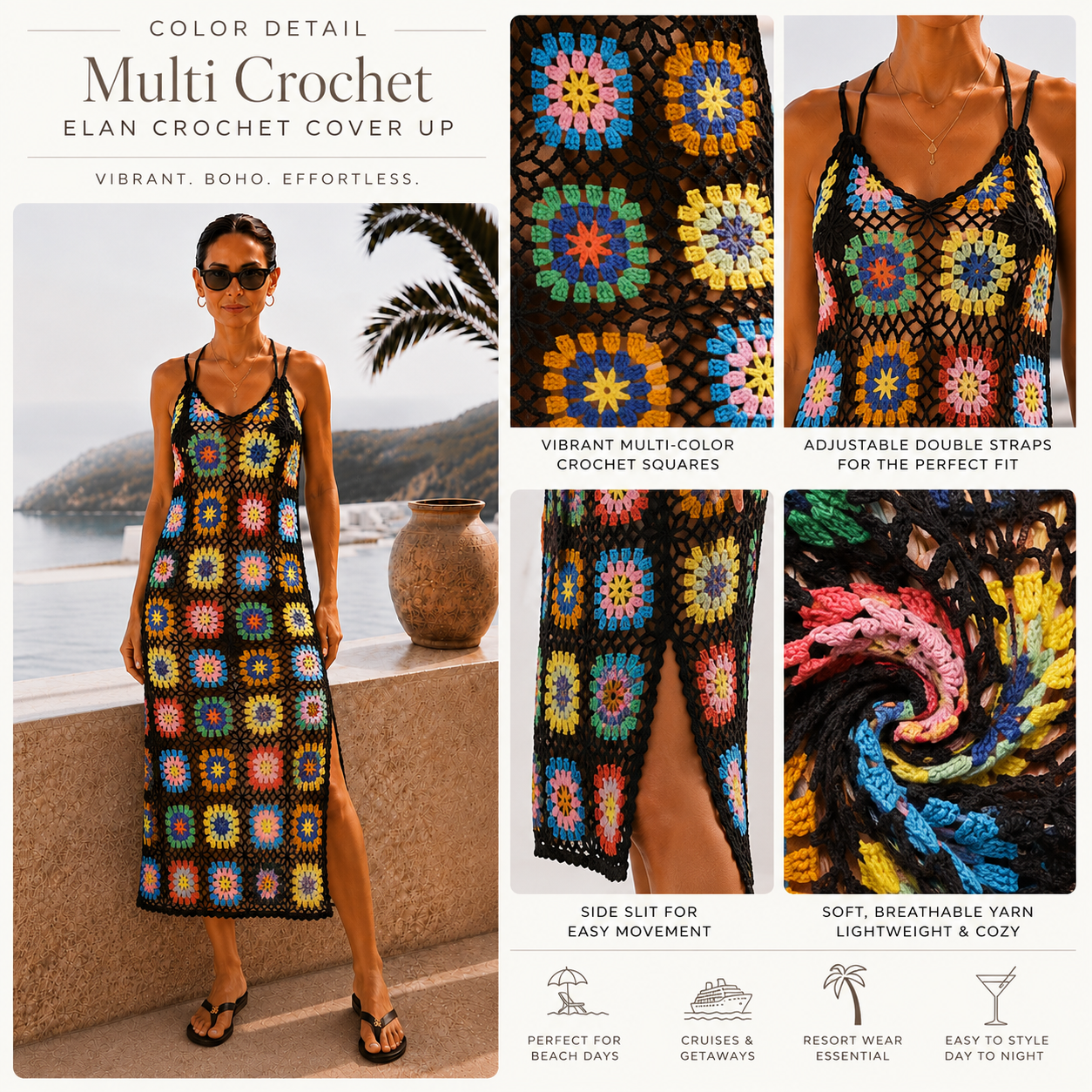 Elan Multi Crochet Cover-Up Dress