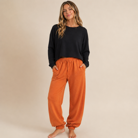 Orange Crush High-Waisted Jogger Pants
