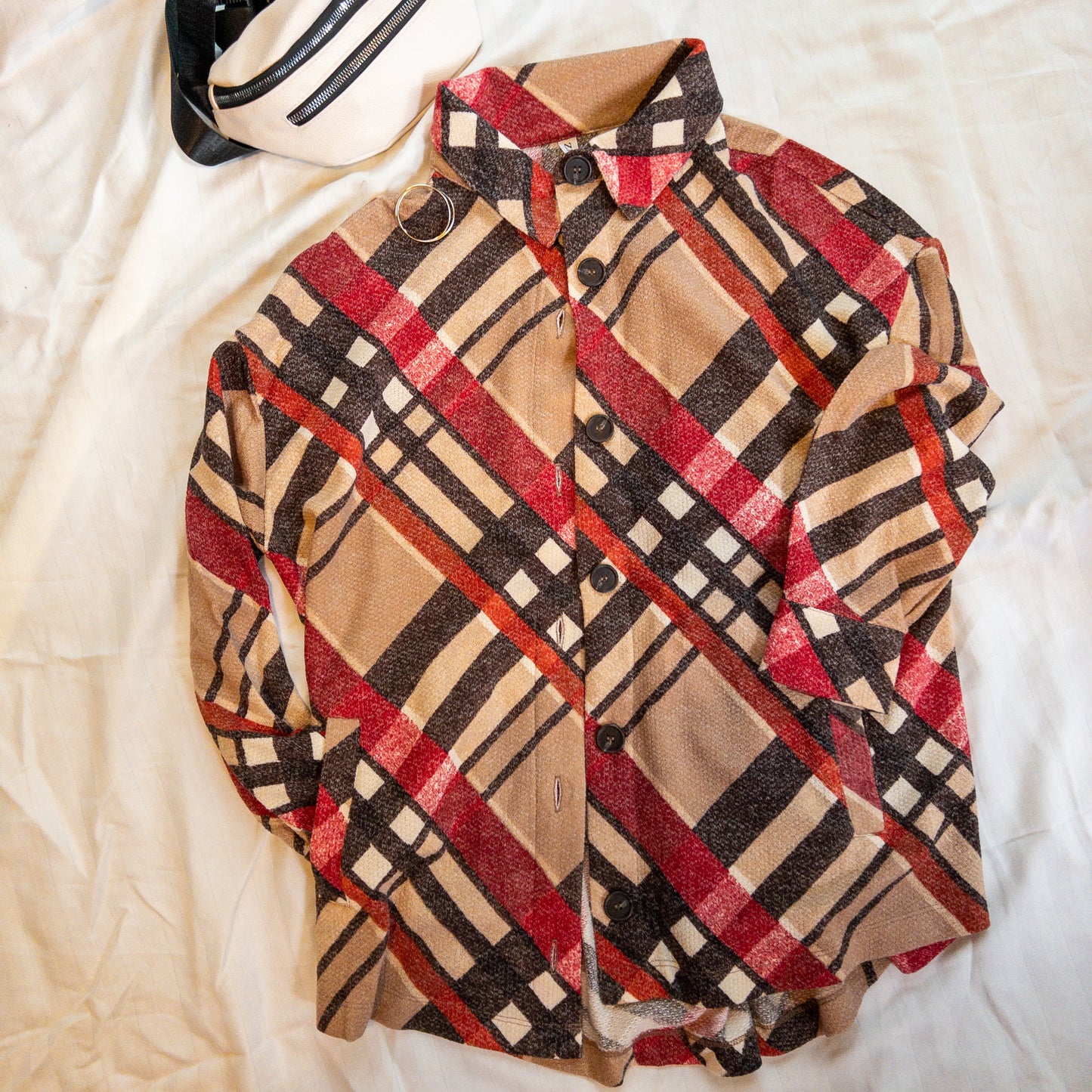 Plaid at the Beach Pocket Button Down Shacket | Cottage Beach