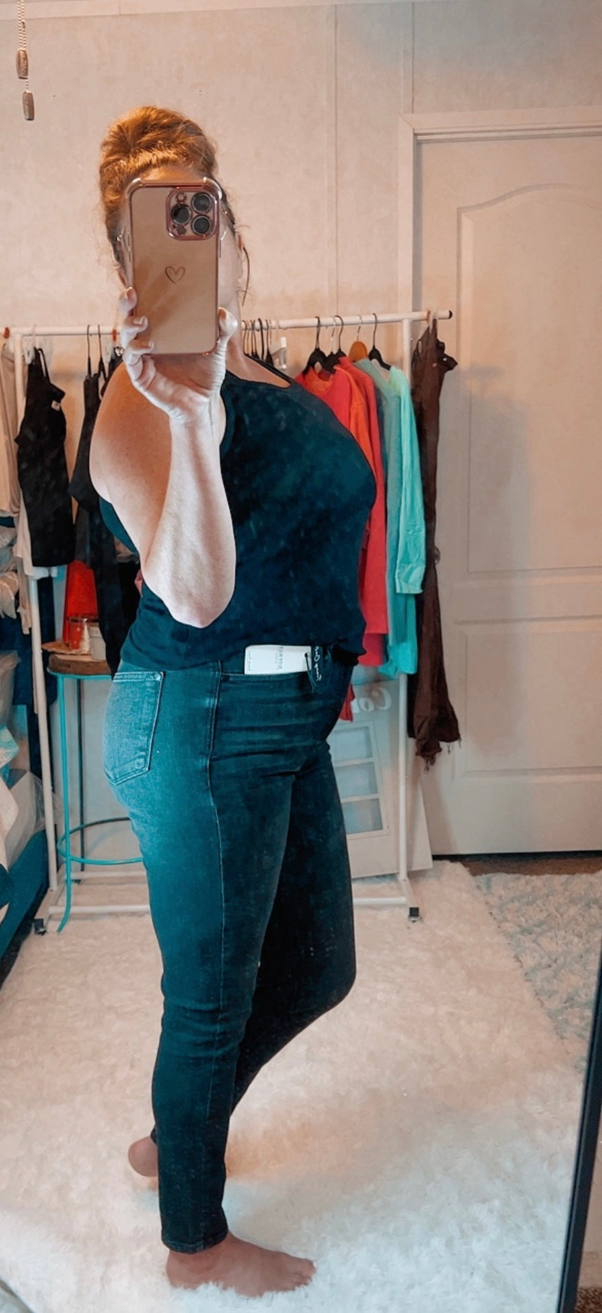Judy Blue Full Size Tummy Control Black Washed Skinny Tapered Leg Jeans | Cottage Beach