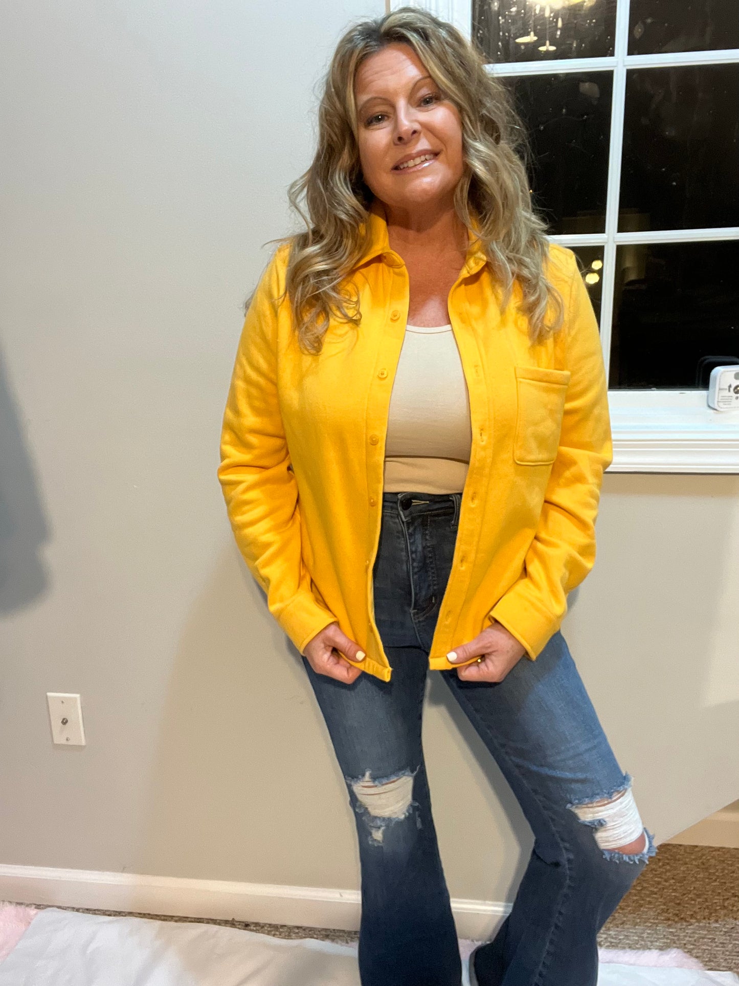 Shacket with me at the Beach Long Sleeve Button Up Waist Length Various Colors