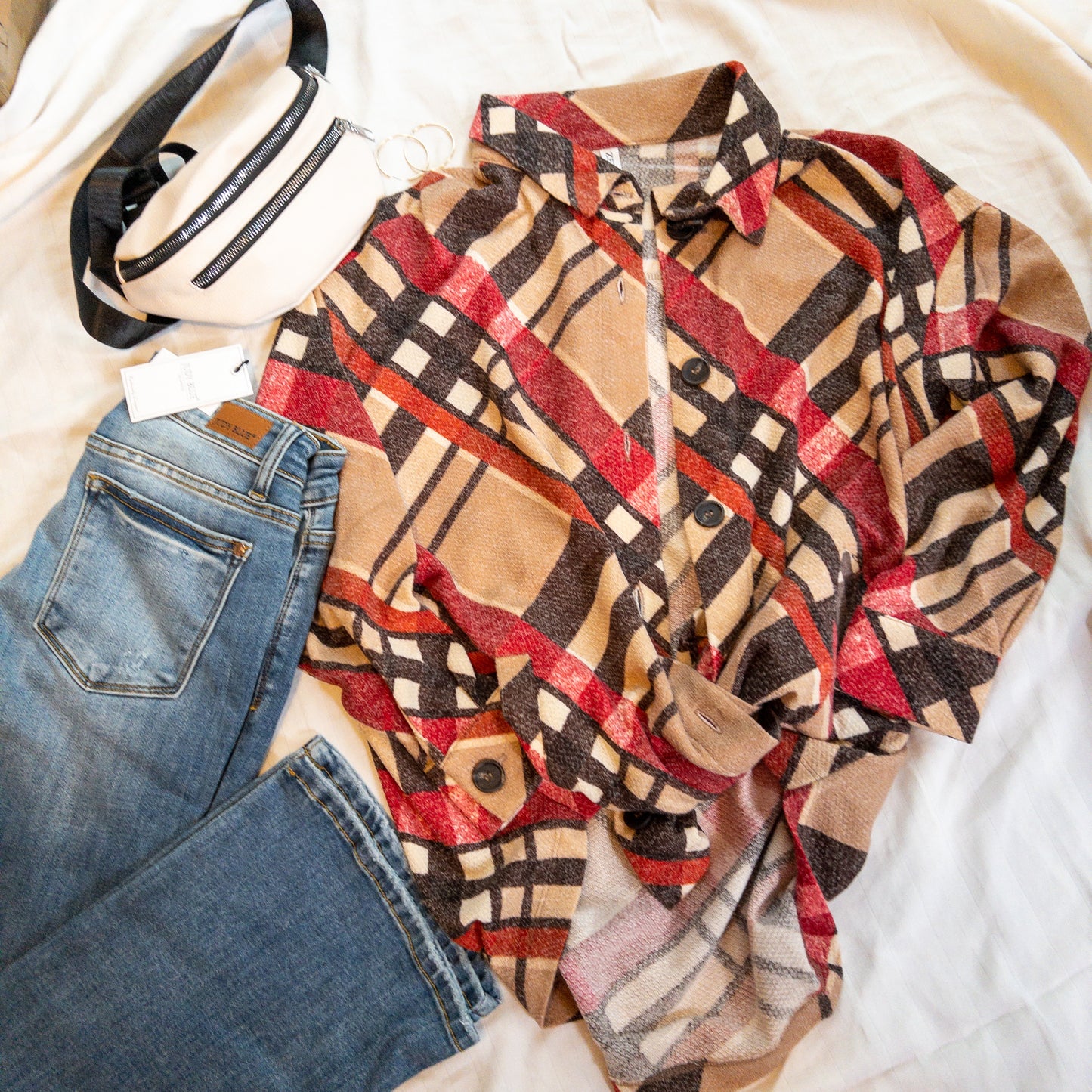 Plaid at the Beach Pocket Button Down Shacket | Cottage Beach