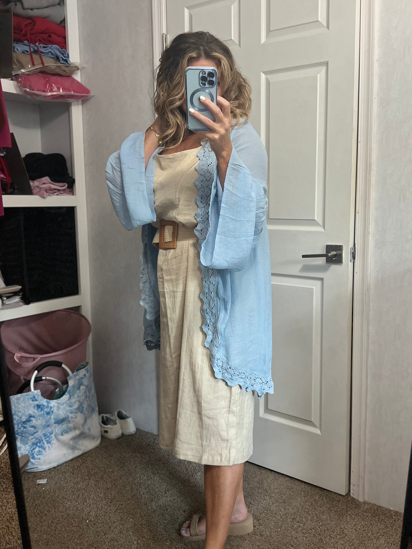Coastal Life Sleeveless Thin Strapped Linen Blend Long Dress