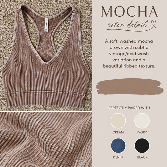 Coastal Ease Racerback V-Neck Padded Crop Tank Top