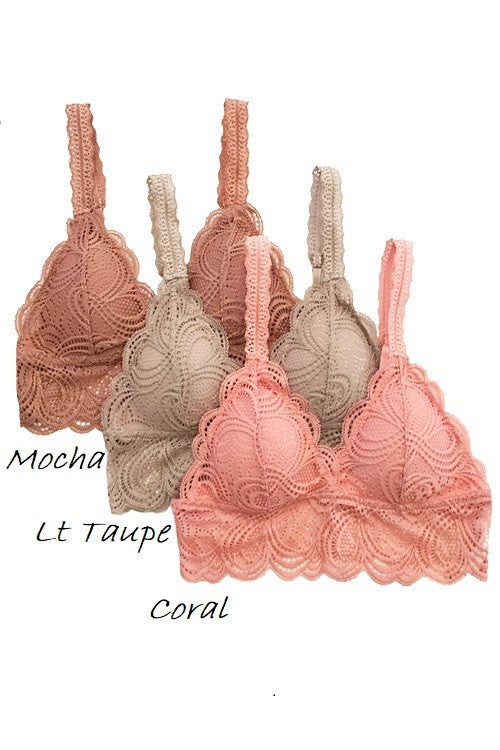 Sea Love II Criss Cross Back Lace Bralettes - Cottage Beach