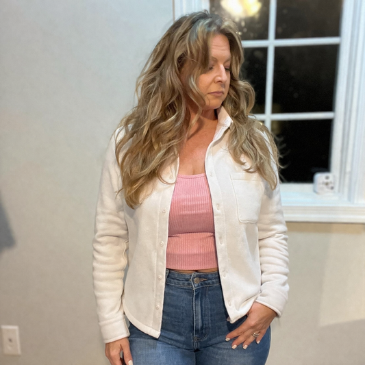 Shacket with me at the Beach Long Sleeve Button Up Waist Length Long Sleeve Shacket Various Colors