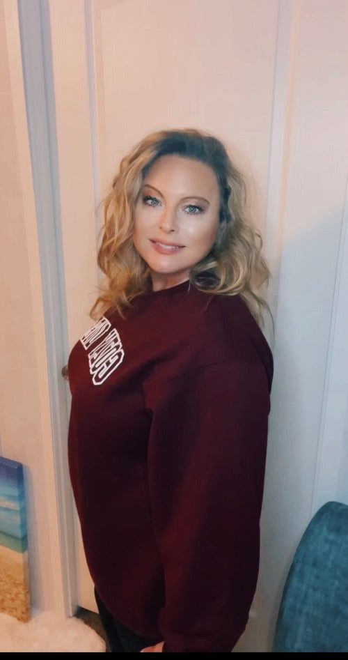 Cozy Vibes Wine at the Beach Port & Co. Crewneck Puff Print | Cottage Beach