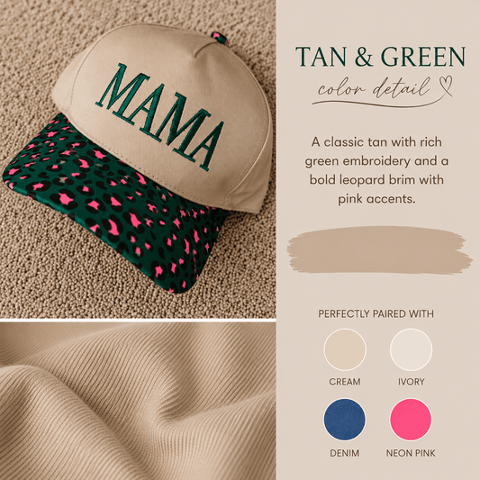 MAMA Embroidered Leopard Brim Trucker Hat Trucker Hat