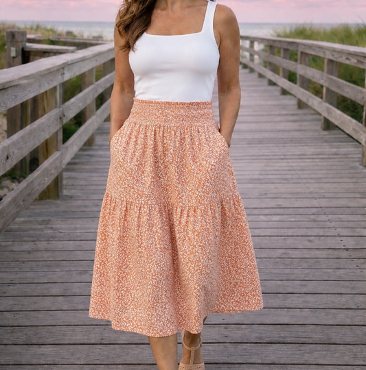 Sunset Bloom Midi Skirt 🌸
