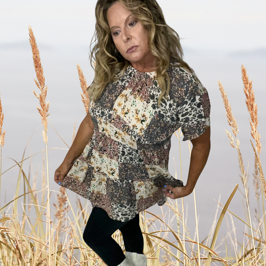 Beach Flow Short Sleeve Tunic round neck relaxed fit Top