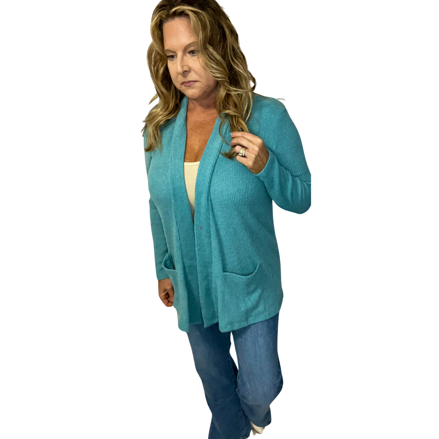 Coastal Cozy Long Sleeve Open Pocket Sweater Cardigan