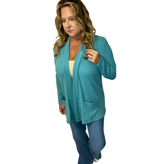 Coastal Cozy Long Sleeve Open Pocket Sweater Cardigan