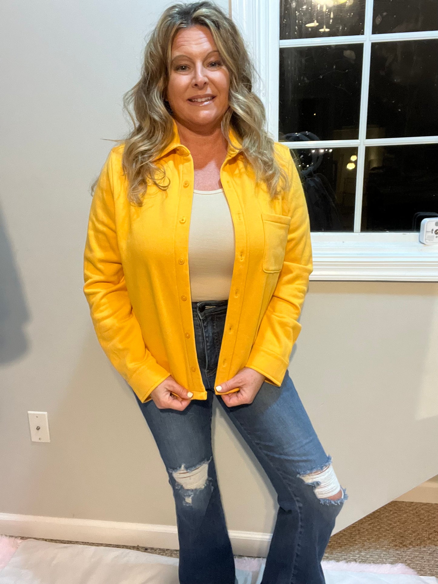 Shacket with me at the Beach Long Sleeve Button Up Waist Length Various Colors