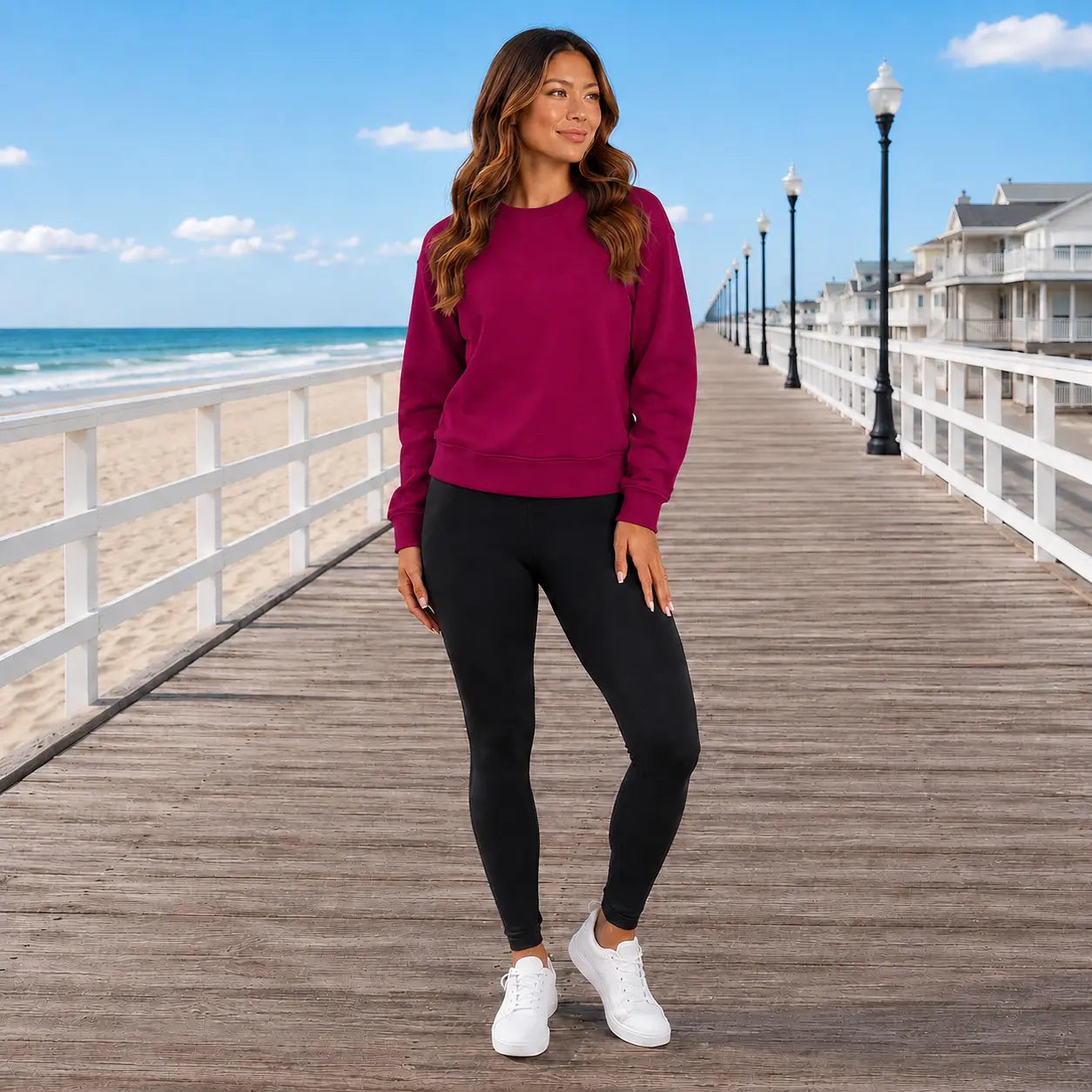 Coastal Cozy Scuba Pullover Crewneck - Cabernet