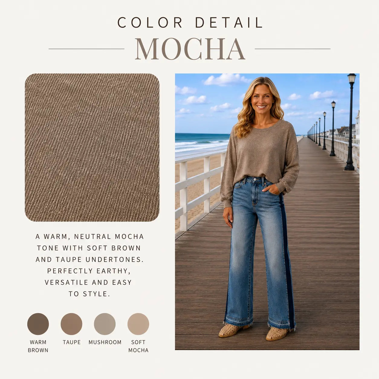 Coastal Drift Exposed Seam Hacci Sweater Mocha
