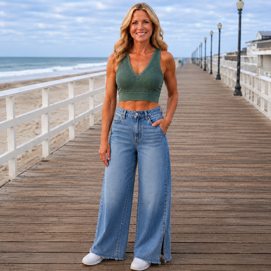 Coastal Ease Ribbed Crop Reversible Tank Top