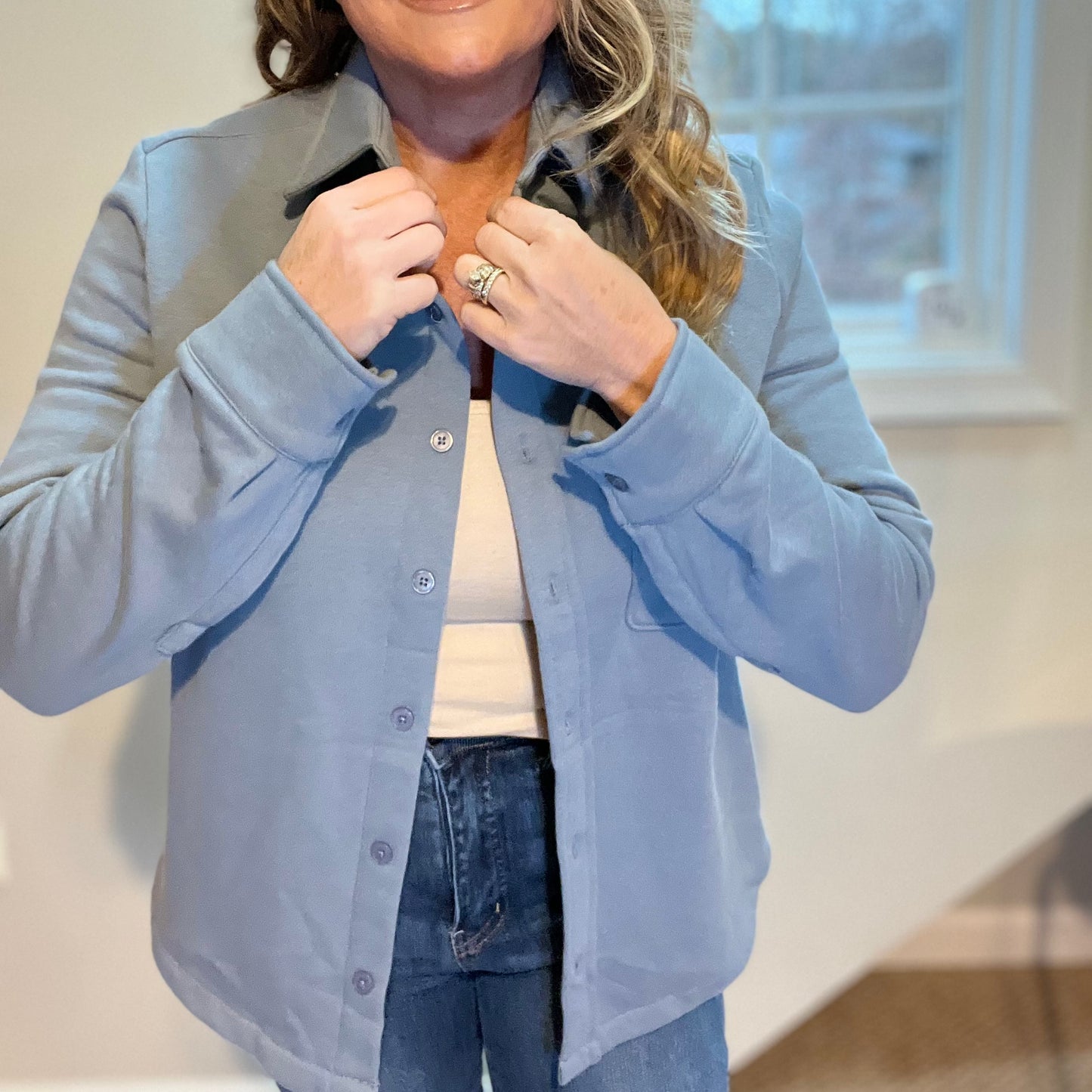 Shacket with me at the Beach Long Sleeve Pocket Button Up Waist Length Shacket Various Colors