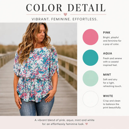 Coastal Bloom Dolman Sleeve Top