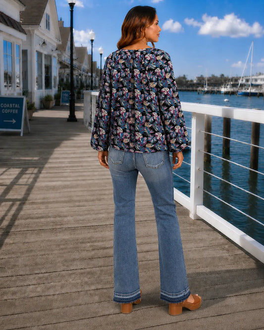 Coastal Breeze Palm Print Oversized Top