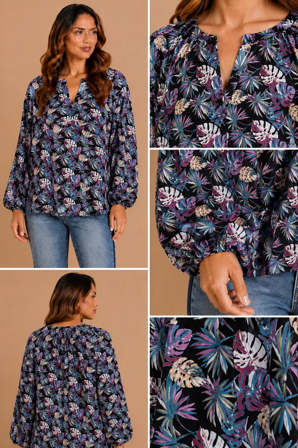 Coastal Breeze Palm Print Oversized Top