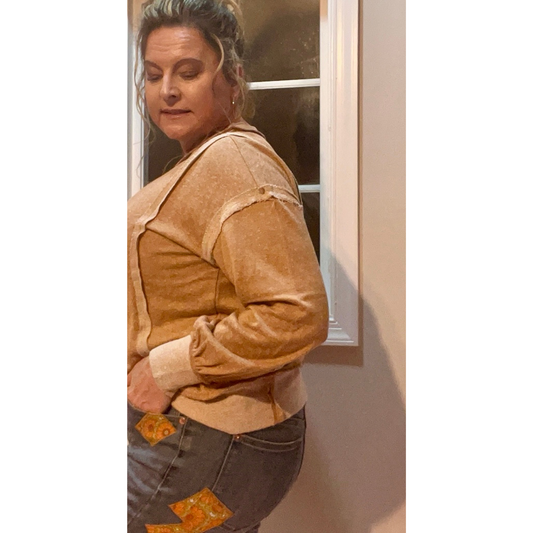 Coastal People Relaxed Fit Exposed Seam Detail Crewneck Latte