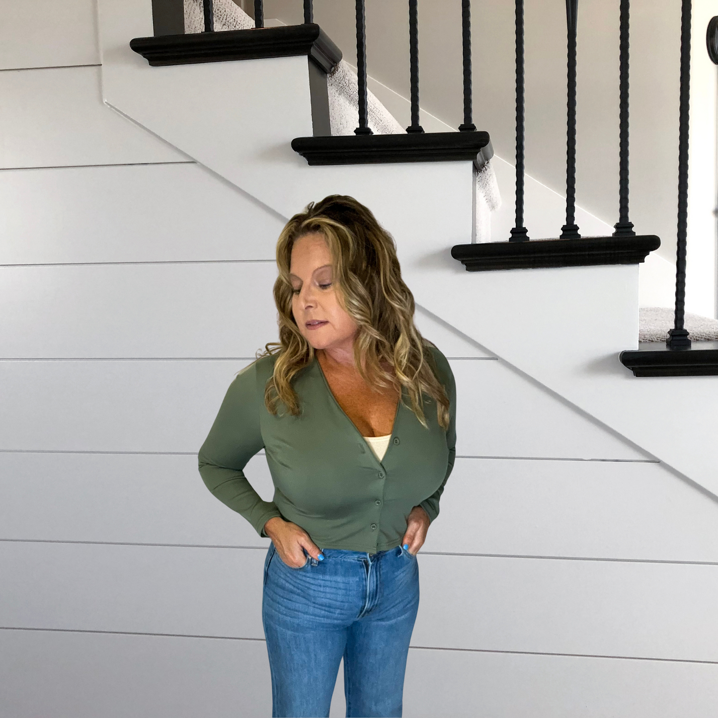 Dive into Scuba Long Sleeve Button Down Crop