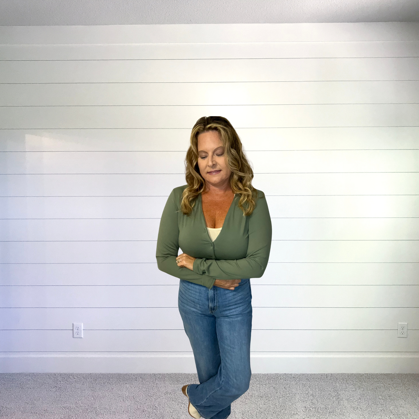 Dive into Scuba Long Sleeve Button Down Crop