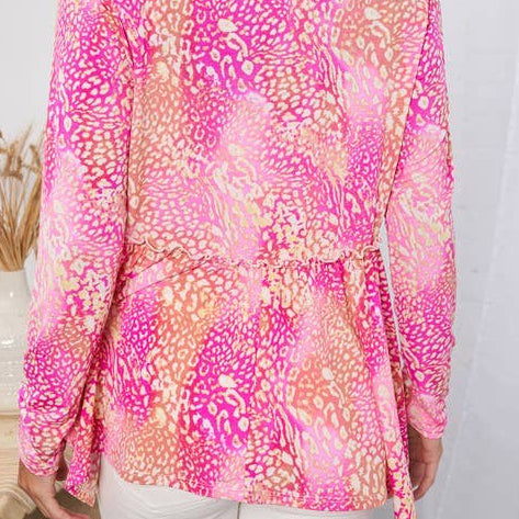 Coastal Bloom Long Sleeve Peplum Top