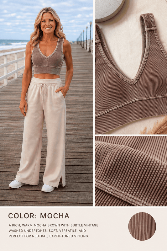 Coastal Ease Ribbed V-Neck Brami Tank Top