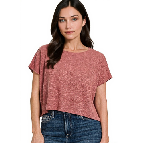 Coastal Flare Knitted Short Sleeve Light Weight Sweater Top Various Colors