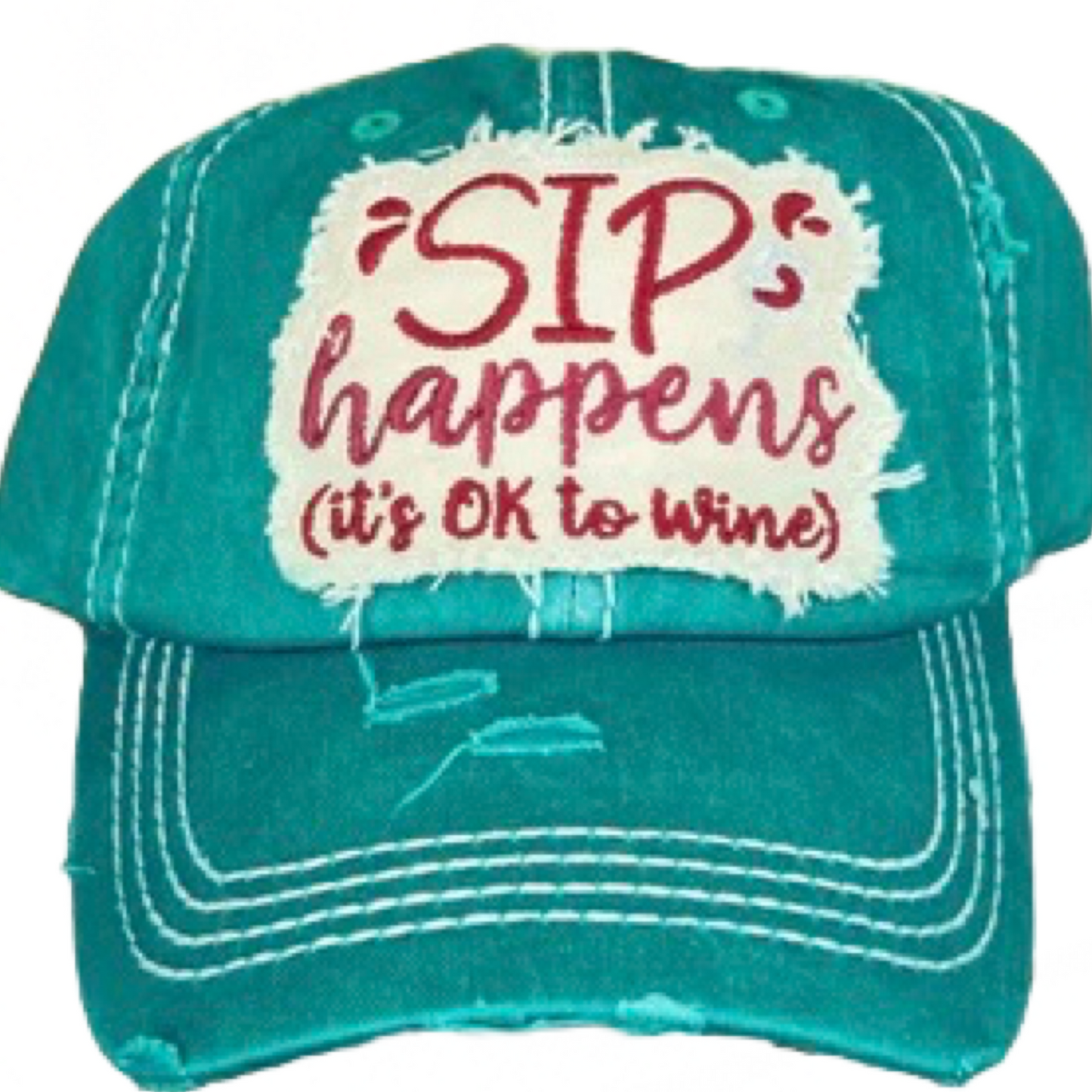 Sip Happens It's OK To Wine' Adjustable Distressed Hat | Cottage Beach
