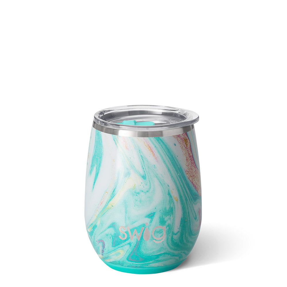 My Swig Life Ocean Swirl Stemless Wine Cup (14oz) - Cottage Beach