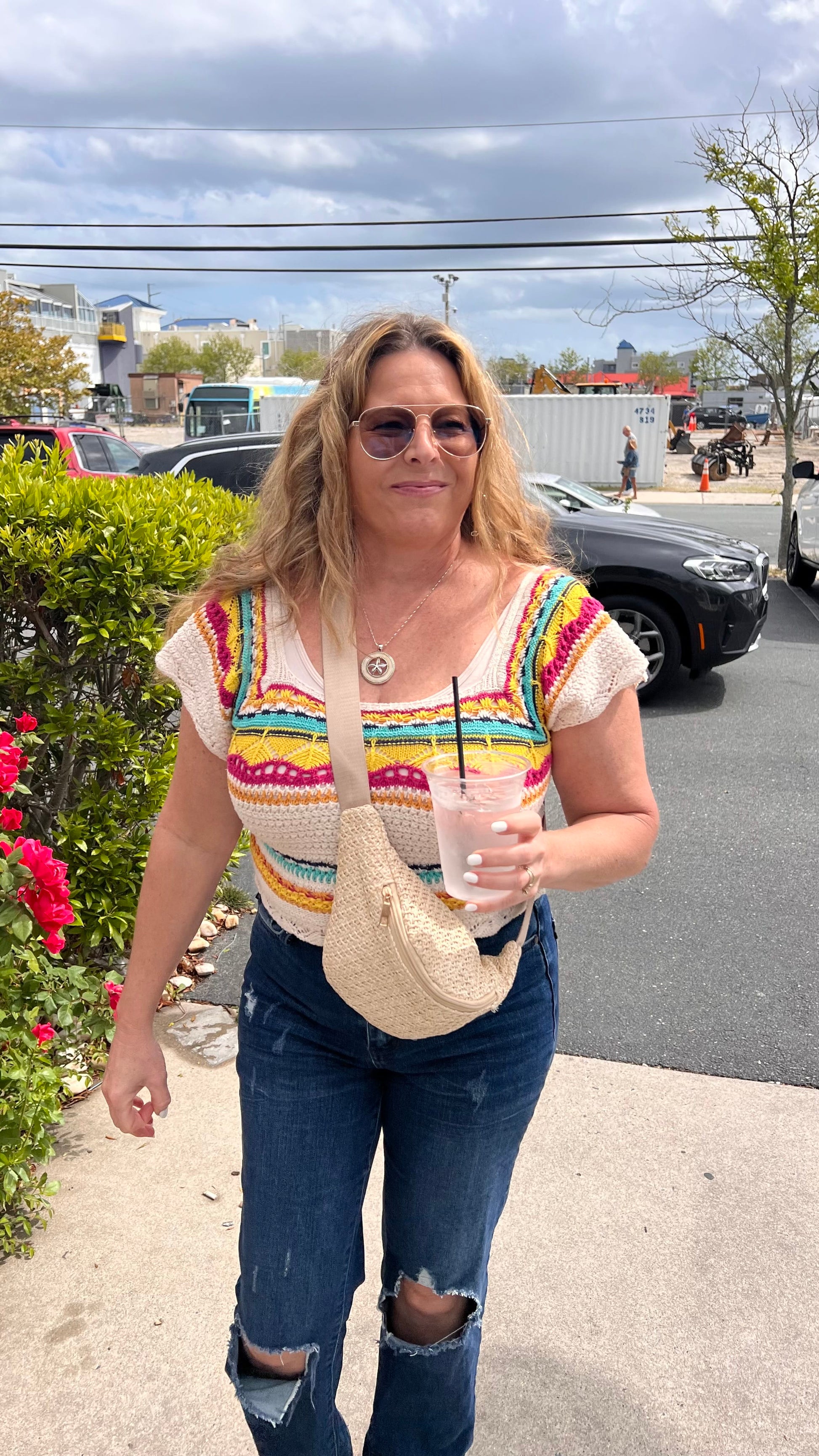 Coastal Sunset Crochet Knit Top