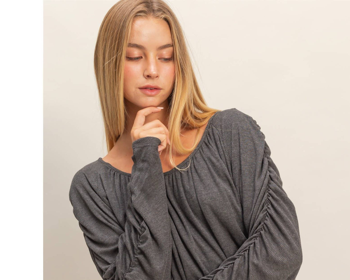 Boat Neck Dolman Long Sleeve Top
