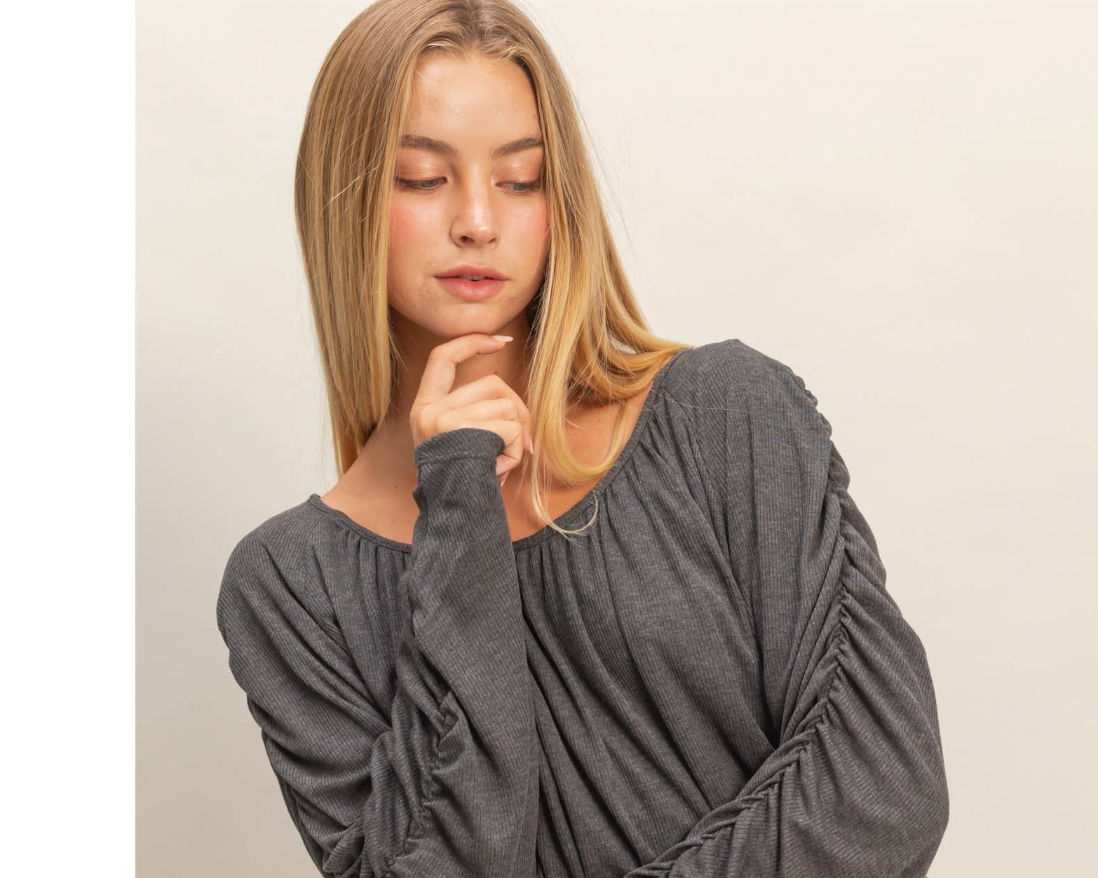 Boat Neck Dolman Long Sleeve Top
