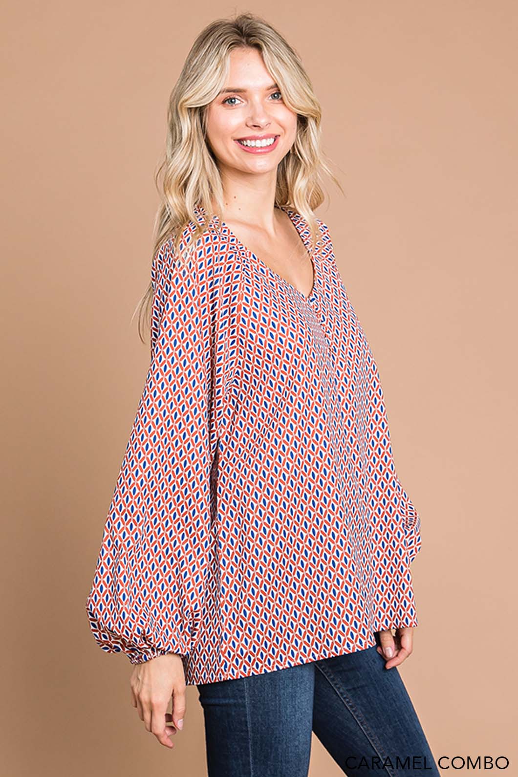 Coastal Boho Printed Women's Long Sleeve Top