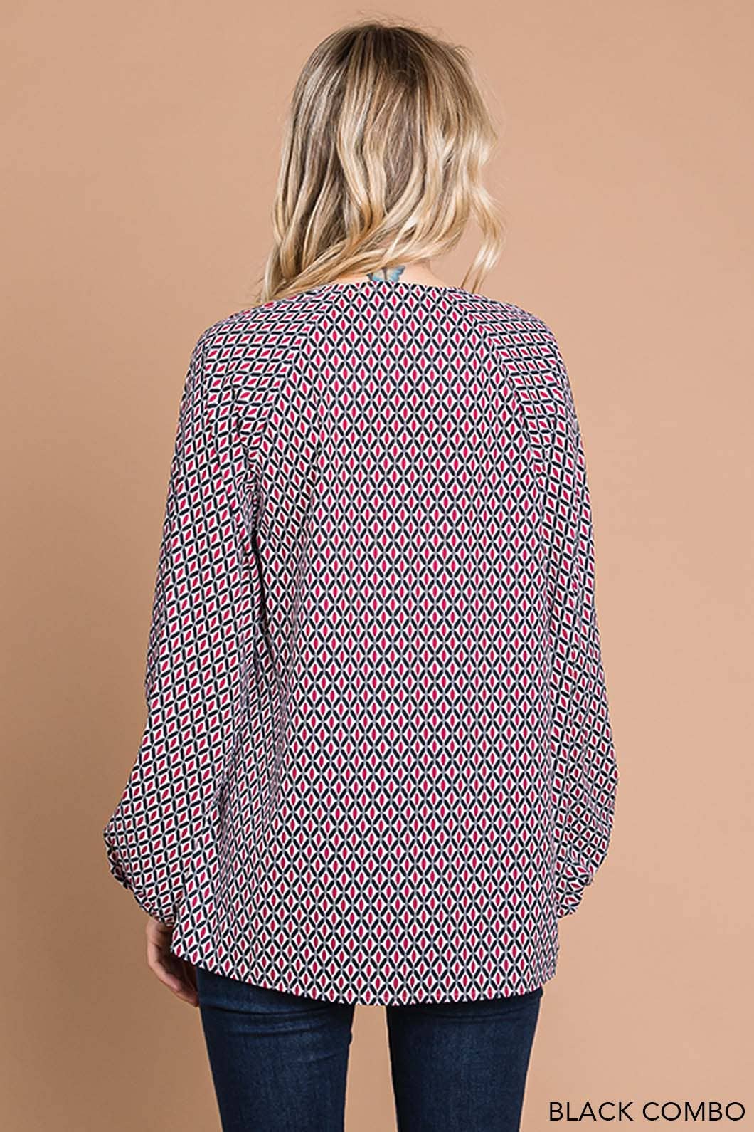 Coastal Boho Printed Women's Long Sleeve Top