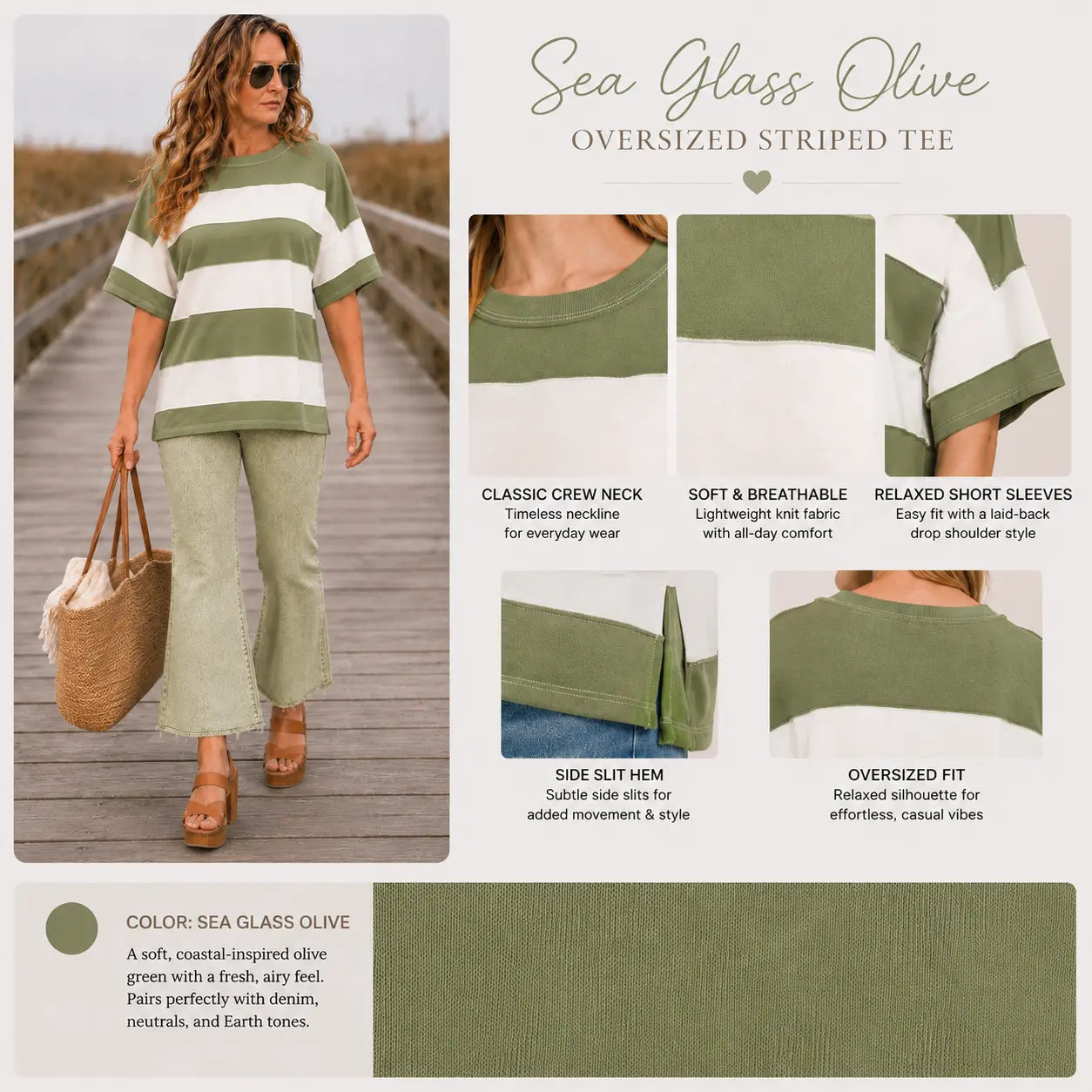 Coastal Drift Oversized Striped Top