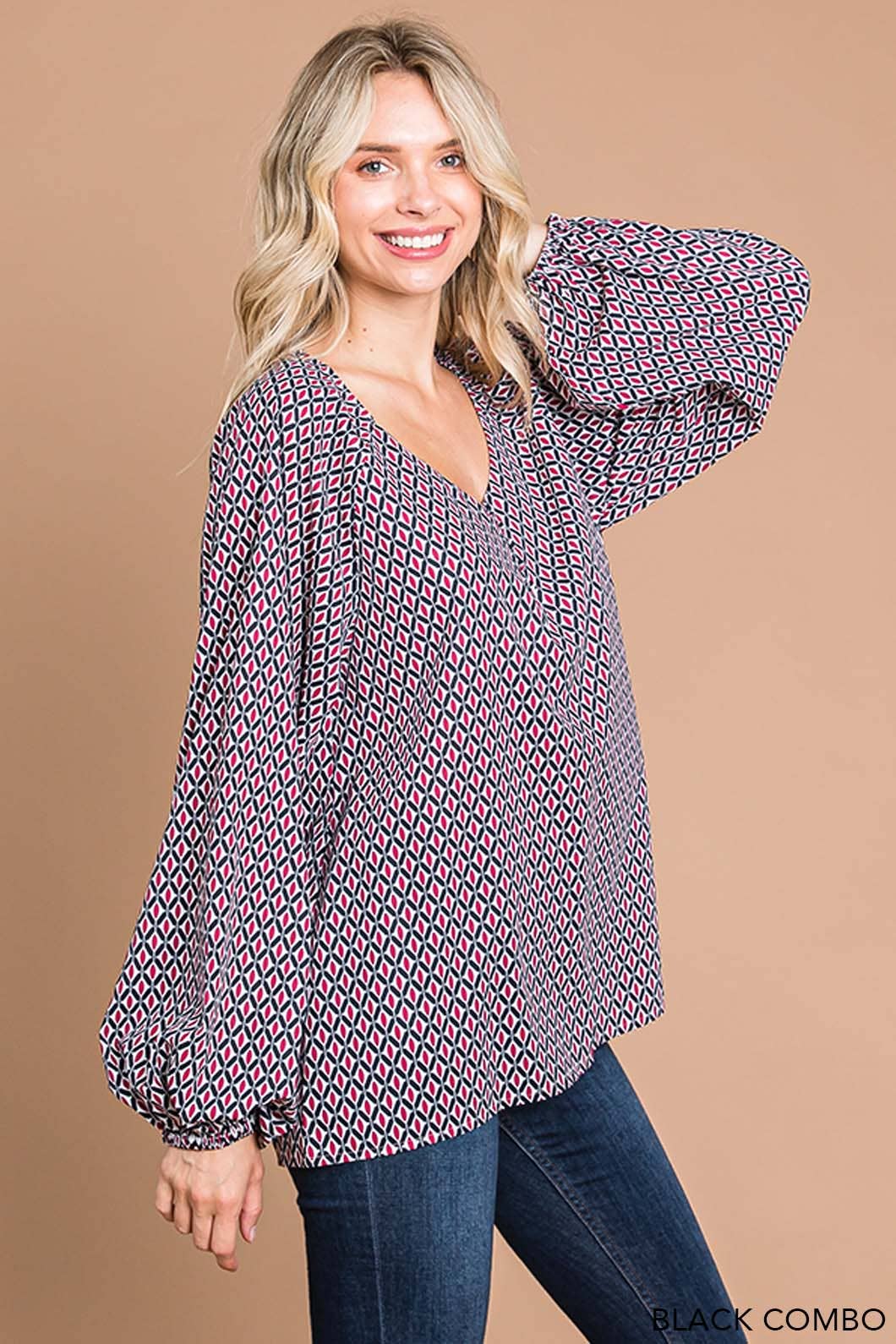 Coastal Boho Printed Women's Long Sleeve Top