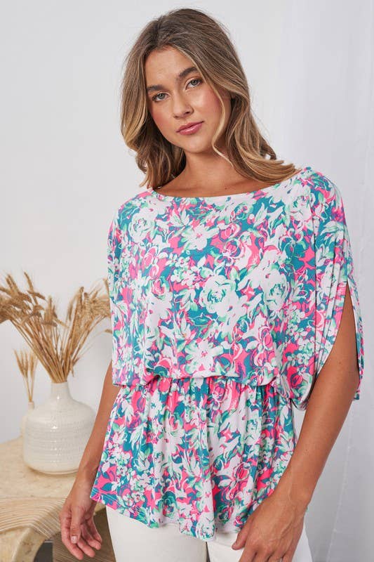 Coastal Bloom Dolman Sleeve Top