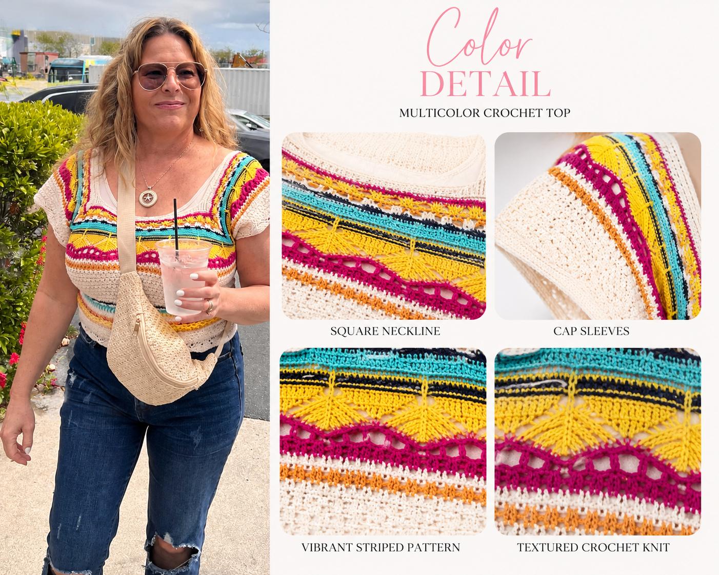 Coastal Sunset Crochet Knit Top