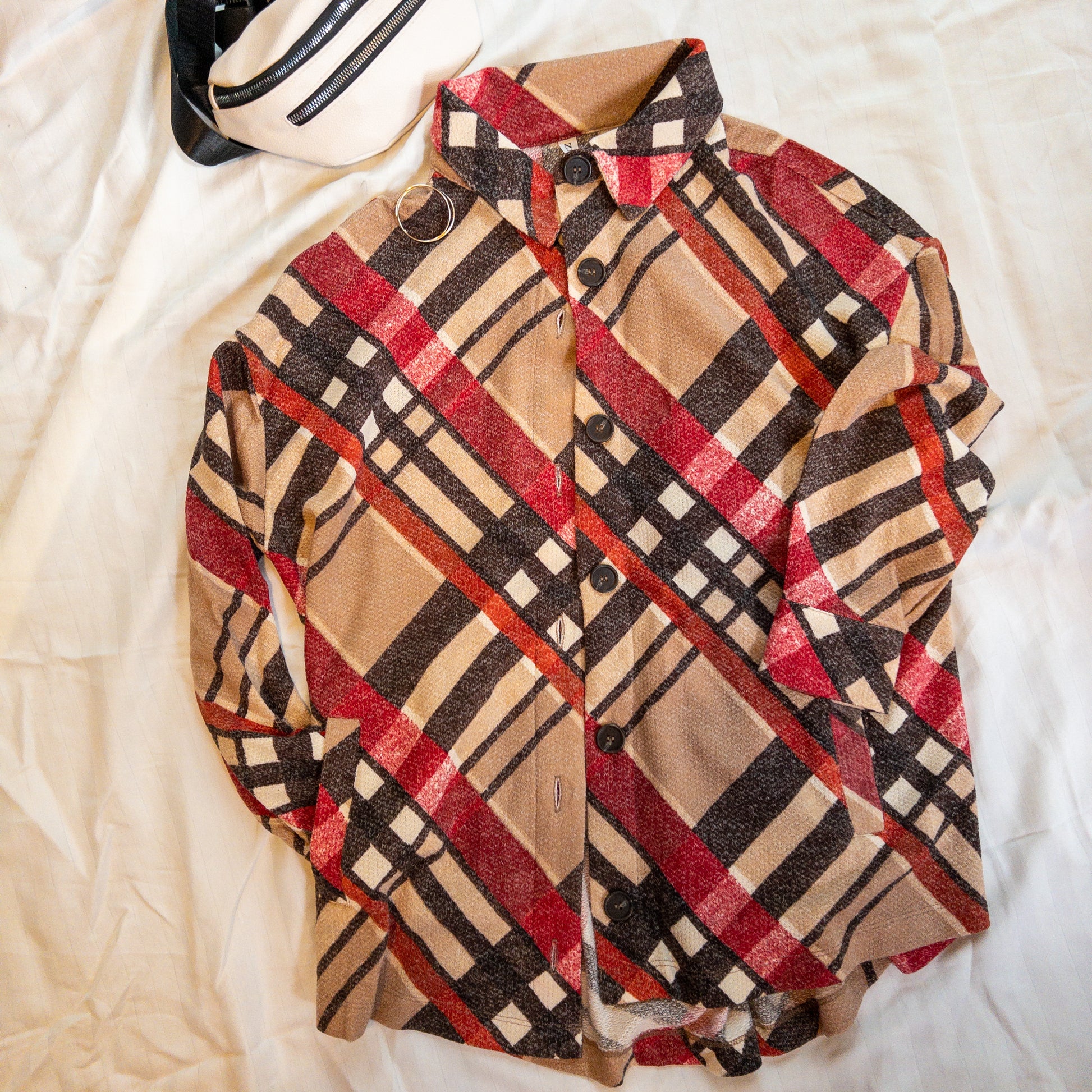 Plaid at the Beach Pocket Button Down Shacket | Cottage Beach