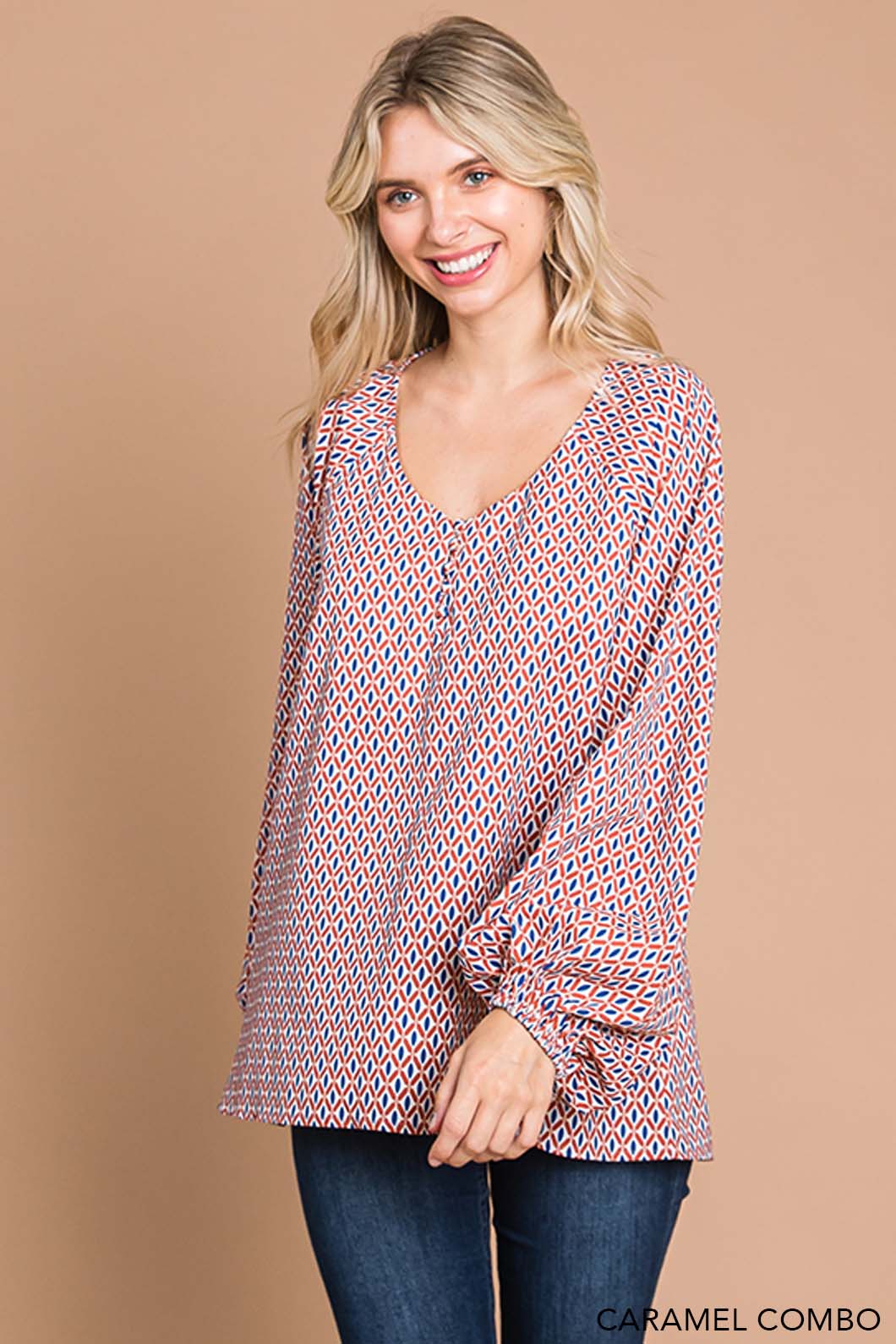 Coastal Boho Printed Women's Long Sleeve Top