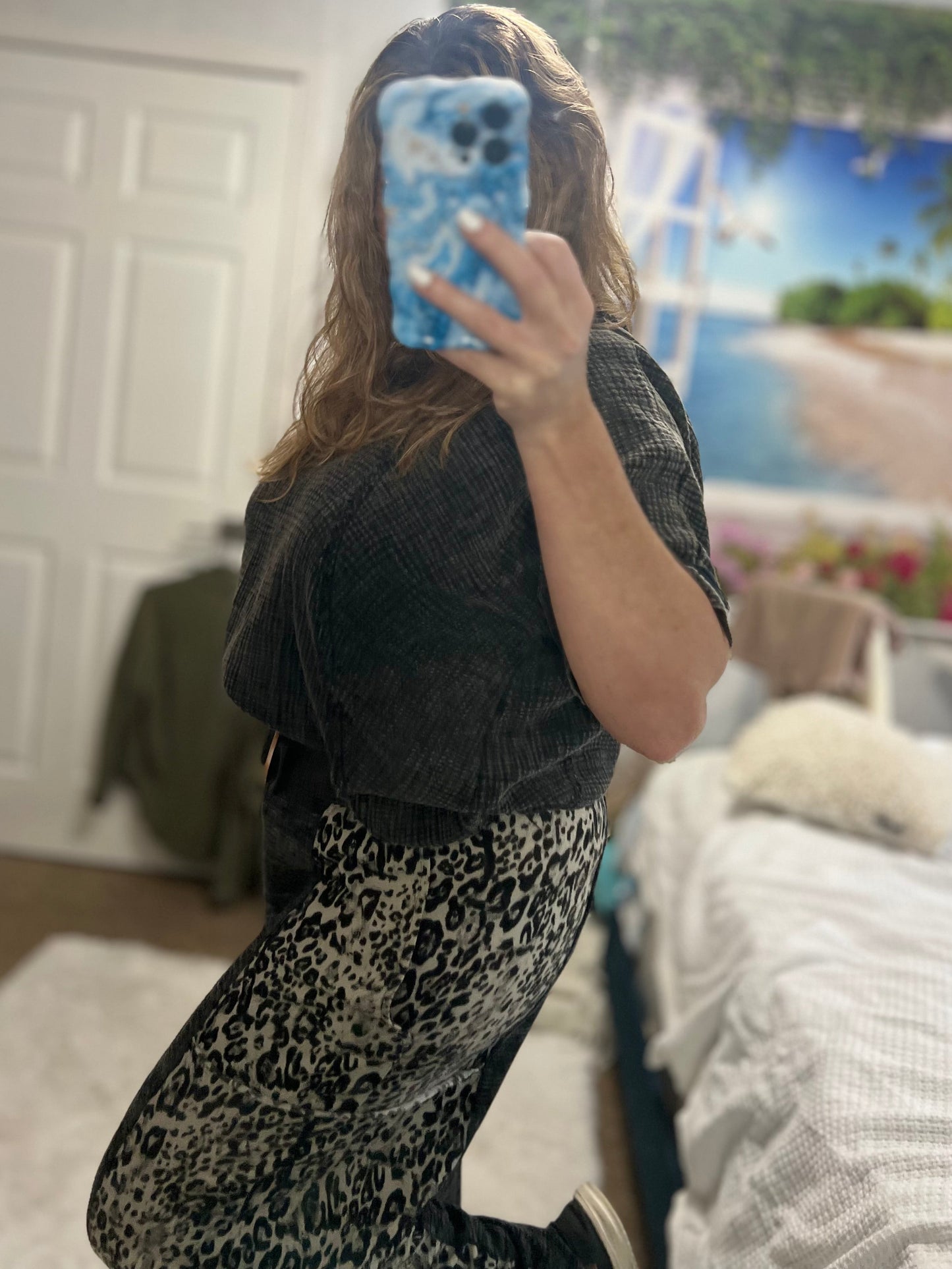 Coastal Breeze Short Sleeve Exposed Seam Acid Washed Top